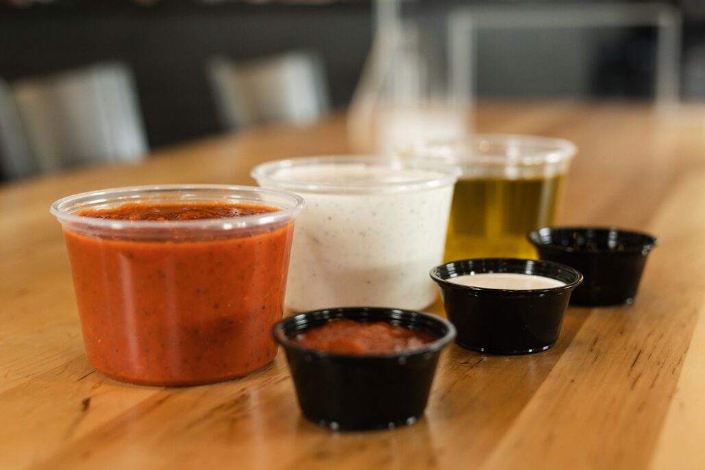 a grouping of sauces