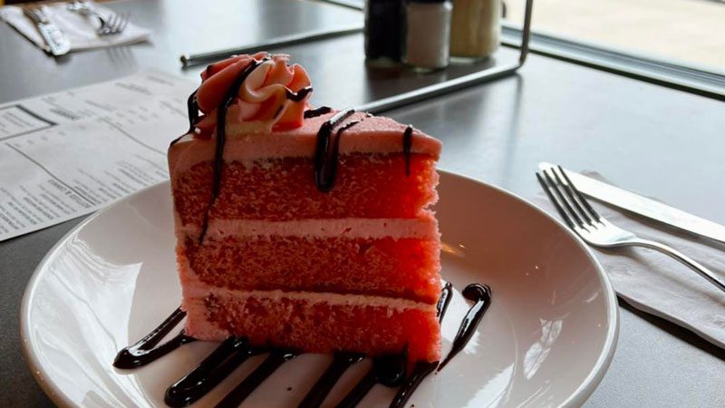 a layered strawberry cake